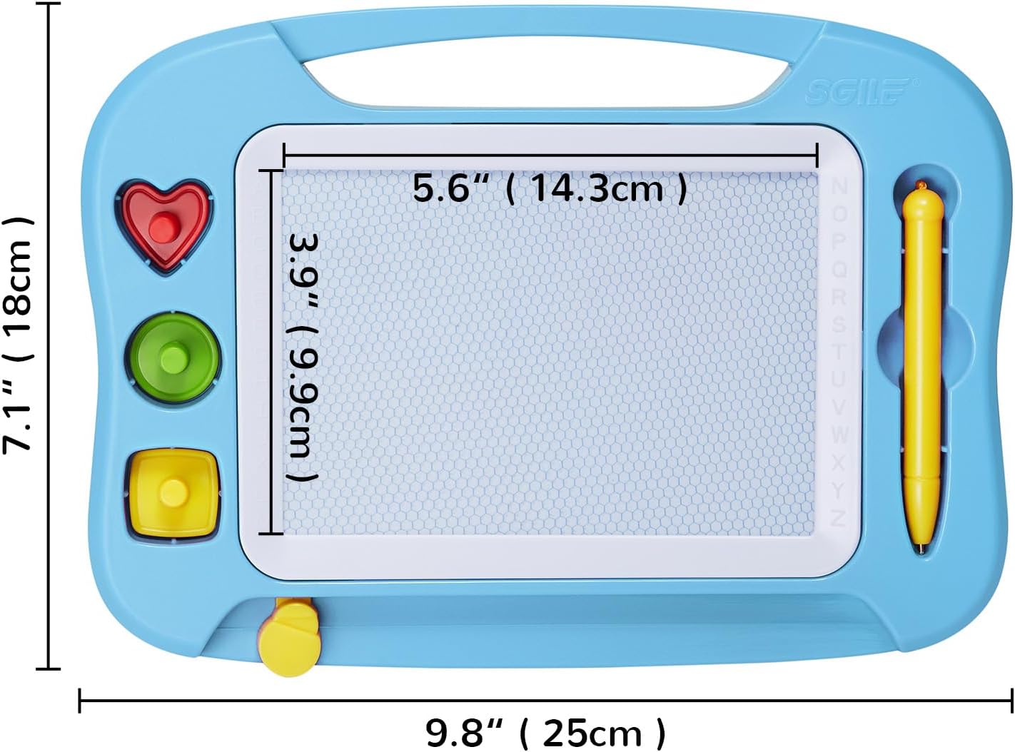 SGILE Toddler Toys for Kids, Large Magnetic Drawing Board for Birthday Gift, Toys for 1 2 3 4 Year Old Girls Boys, Etch & Sketch Pad with 4 Stamps, Learning and Educational, 16 ×13 in, Blue
