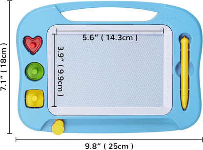 SGILE Toddler Toys for Kids, Large Magnetic Drawing Board for Birthday Gift, Toys for 1 2 3 4 Year Old Girls Boys, Etch & Sketch Pad with 4 Stamps, Learning and Educational, 16 ×13 in, Blue