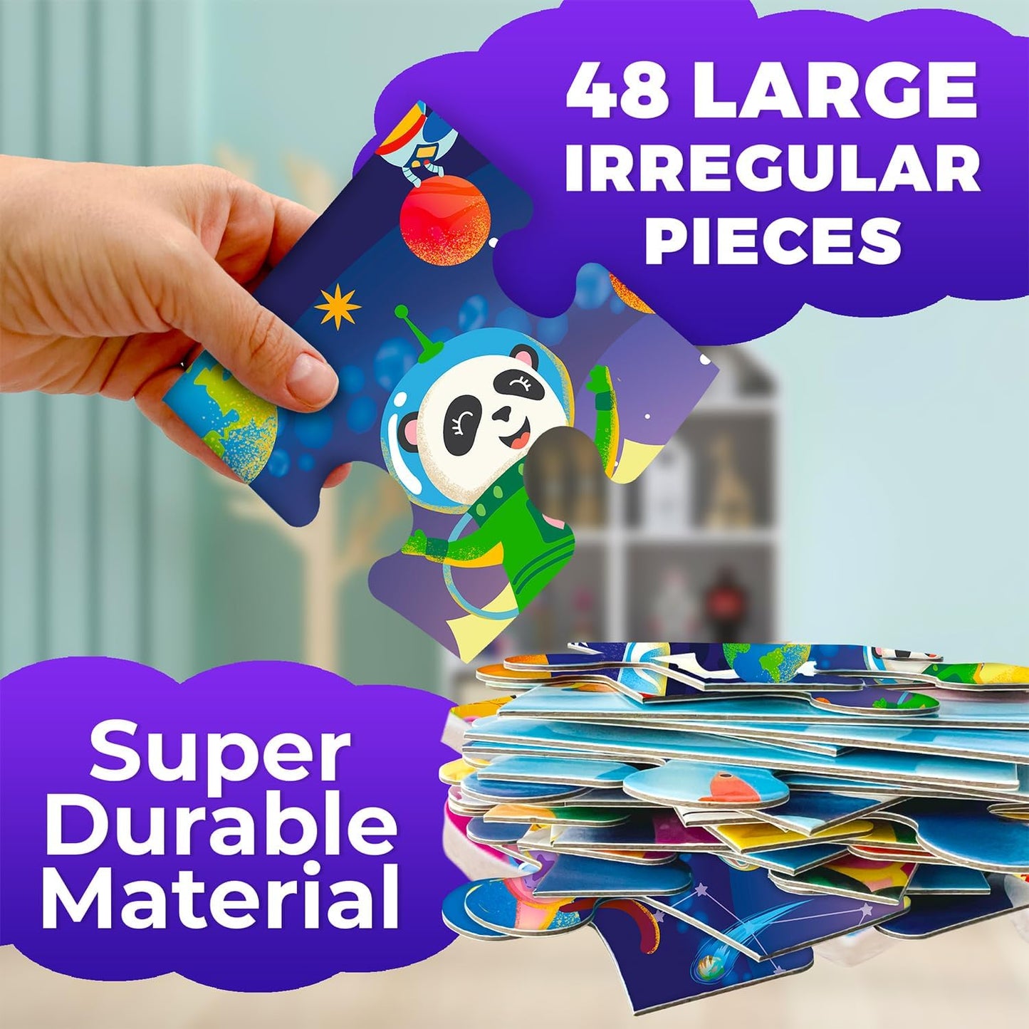 QUOKKA Giant Floor Puzzle for Kids Ages 4-6 – 2x3 Feet Extra-Thick 48 Pieces Toddler Puzzle Ages 3-5 – USA Map Educational Activity for Boys Girls – Premium Box with Sturdy Handle & Magnetic Closure