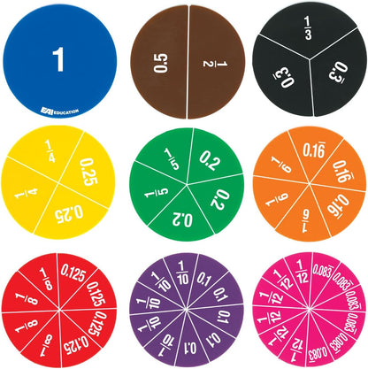 EAI Education Double-Sided Fraction/Decimal Circles - Set of 51