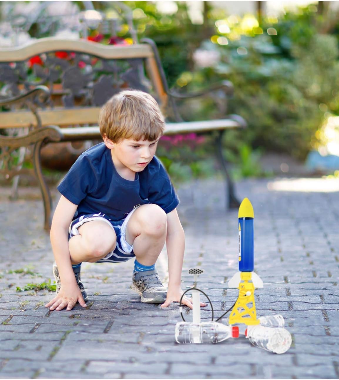 PLAYSTEM Outdoor Water Powered Rocket Physics Learning Set-with Tail, Body and Pump DIY Rocket Science Experiment Kit- Space STEM Outdoor Toys Gift for Kids,Teens, Boys & Girls