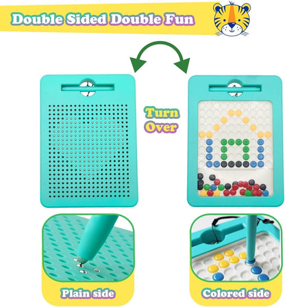 2 in 1 Double-Sided Magnetic Drawing Board for Kids, Magnetic Color Number Maze, Fine Motor Skills Toys, Road Trip Car Activities for Boys Girls 3 4 5 Years Old