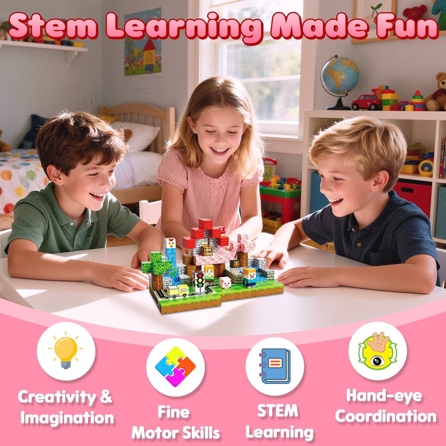 Magnetic Blocks Toys for Kids, 100 PCS Building Blocks Cubes, Stacking Magnetic Tiles Toys for Kids Toddlers Boys Girls Ages 3 4 5 6 7 8-12 Birthday Gifts Party Supplies (Underworld)