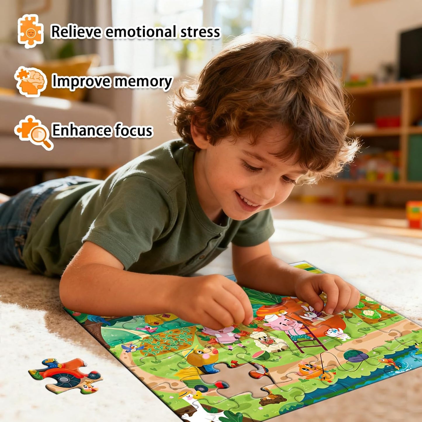 GIVEITALL Jigsaw Puzzles for Kids Ages 3-5 6-8 8-10 Year Old,Dog Planet Floor Puzzle 36 Pieces Enlightening Game Creative Gifts for Boys Girls (Dog)