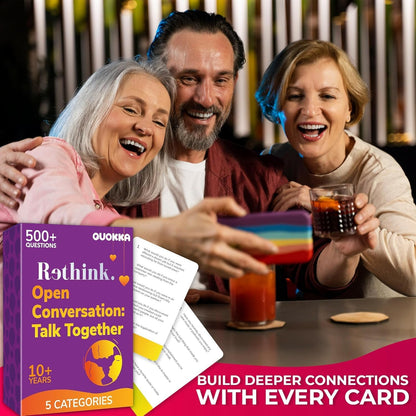 QUOKKA Conversation Cards Game - Kids Edition | 500 Questions | Original Version | Share Thoughts - Fun Talking Board Game for Family Night