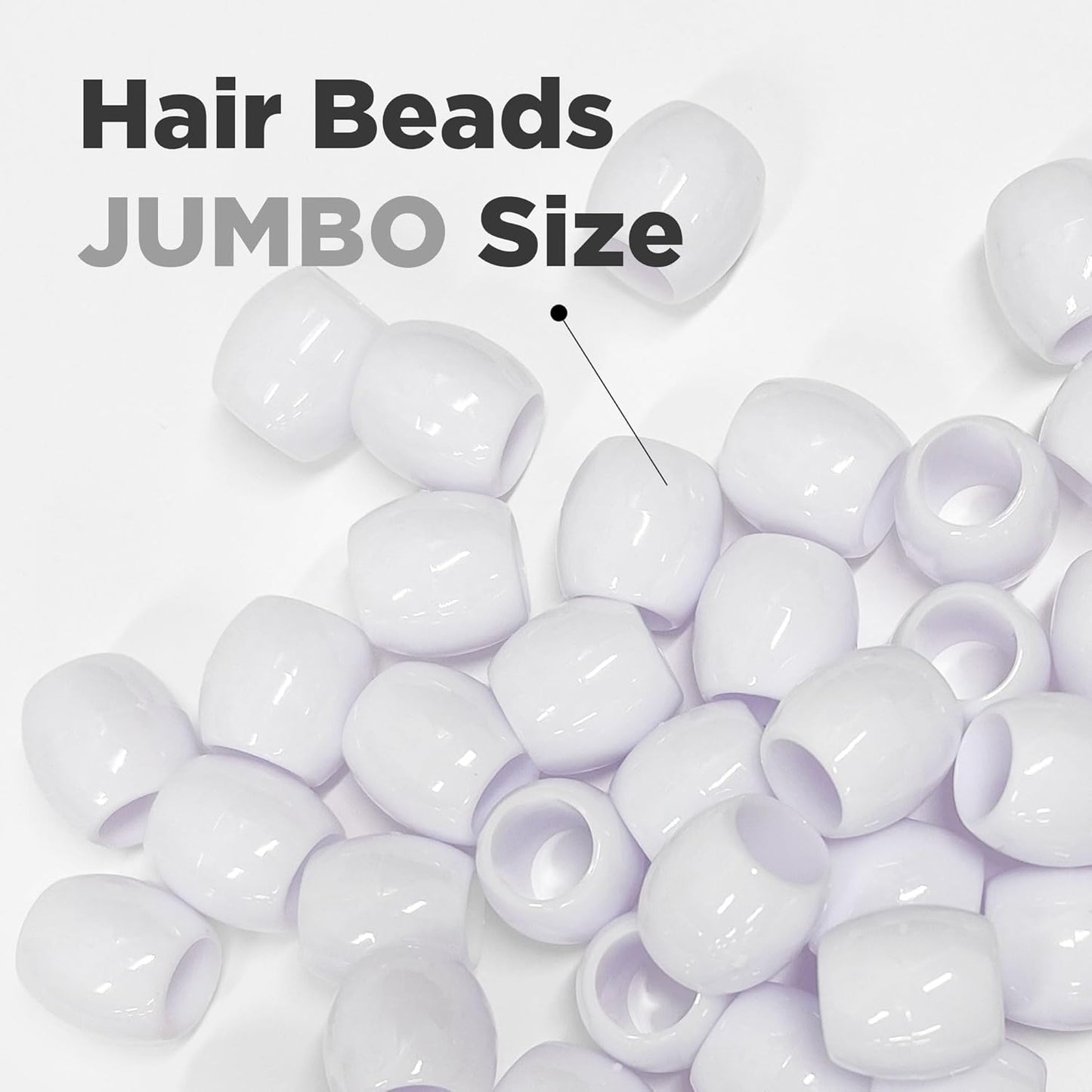 Donna Kids Jumbo Pony Beads 15mm Silver, Clear – Large Hair Beads for Braids, Ponytails & Styling, Durable Soft Rubber Feel for Kids’ DIY Hair Accessories, Bracelet & Craft Use, 1 Pack
