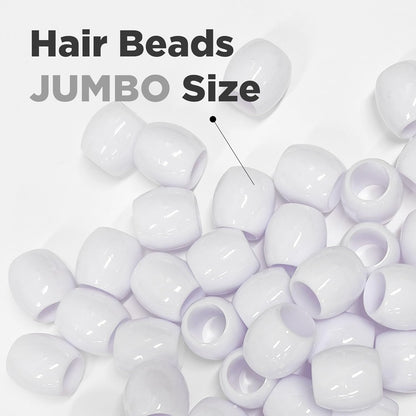 Donna Kids Jumbo Pony Beads 15mm Silver, Clear – Large Hair Beads for Braids, Ponytails & Styling, Durable Soft Rubber Feel for Kids’ DIY Hair Accessories, Bracelet & Craft Use, 1 Pack