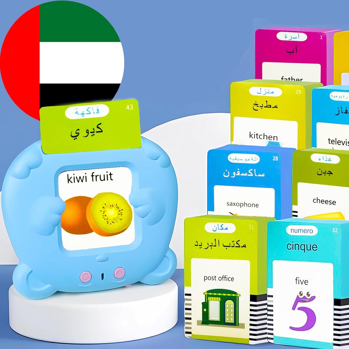 English Flash Cards Bilingual - Japanese Talking Flash Cards for Kids, Pocket Speech for Toddlers 3-12, 510 Sight Words of 31 Varieties, Sensory Toys Children with Autism (Japanese, Blue)