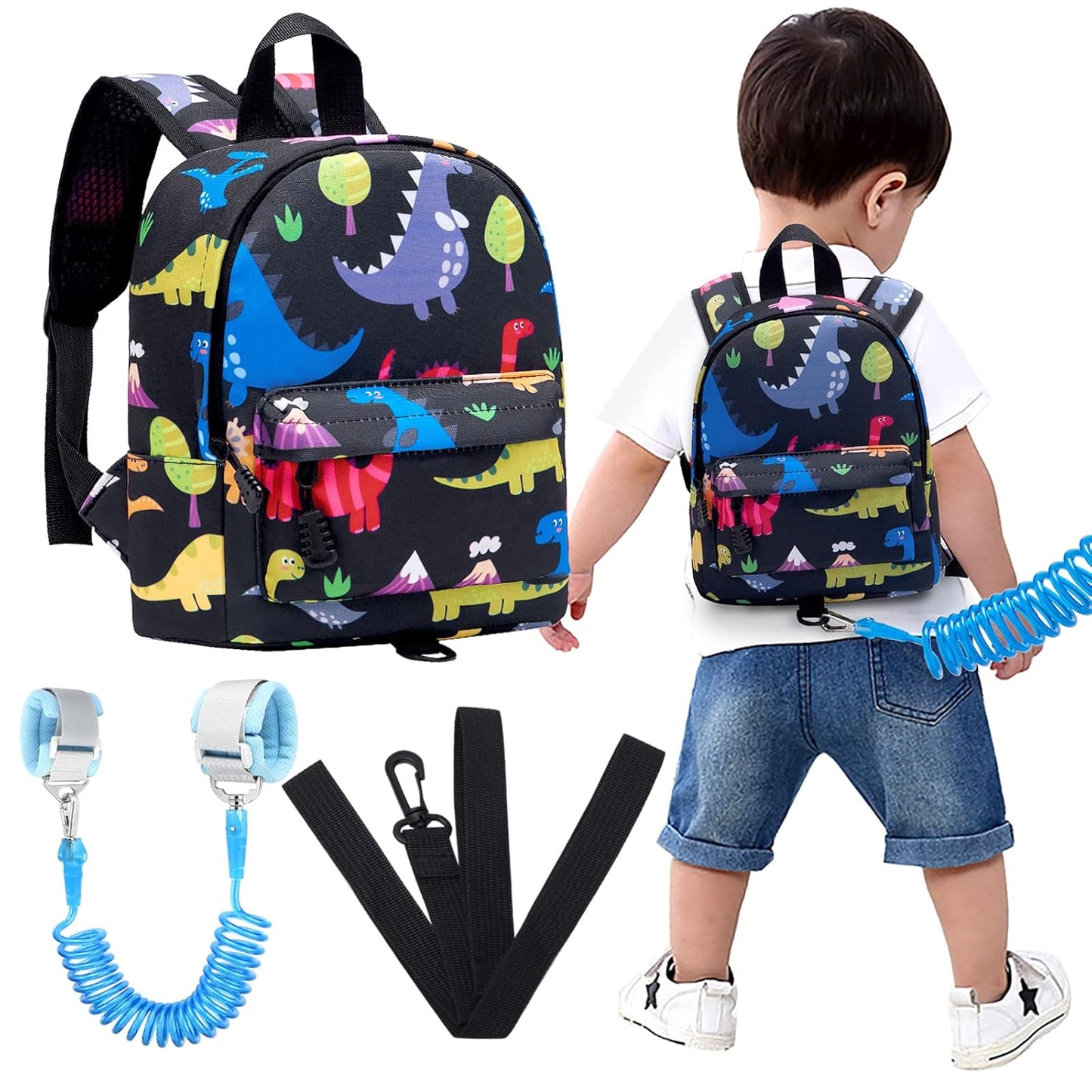 Accmor Toddler Backpack Leash with Anti Lost Wrist Link, Cute Mini Child Walking Harnesses Keep Kids Close Back Pack Rope Tether Rein for Baby Boys (Pink/Unicorn)