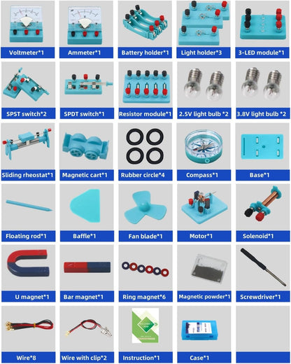 Electricity Circuit and Magnetism Experiment Kits, Electromagnetism Elementary Electronics, Various Electrical and Electromagnetic Experiments, Circuit kit