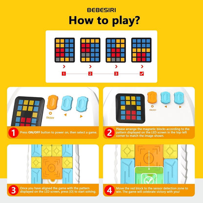 Super Slide Puzzle Game, Rechargeable Electronic Brain Teaser with 500+ Levels, Addictive Sliding Puzzle Challenge for Kids & Adults (Black)