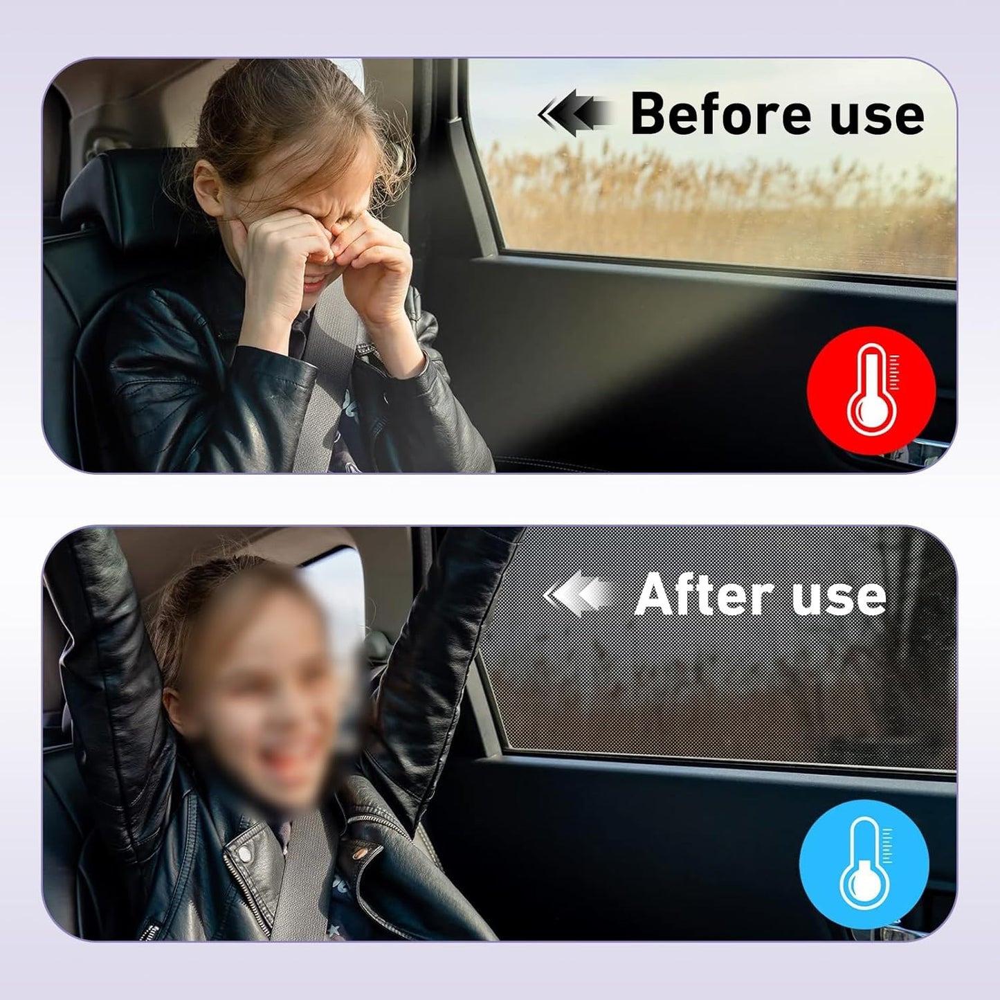 WZP 2PCS Car Window Shades, UV Protection Side Car Window Sun Shades, Breathable Mesh Back Covers for Baby/Camping, Universal Heat Block Window Covers for Most Cars (47.2x21.6")