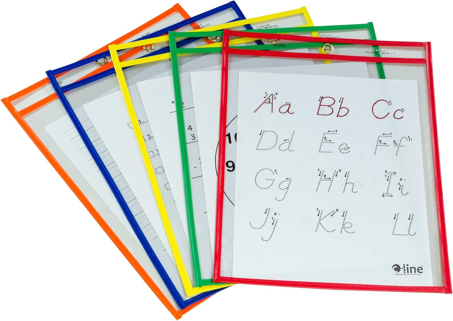 C-Line Reusable Dry Erase Pockets, 9 x 12 Inches, Assorted Neon Colors, 25 Pockets per Pack (40820)