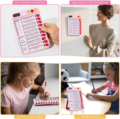 Magnetic Chore Chart for Kids, ADHD Tools for Kids to Do List Checklist Task Board Routine Chart Visual Schedule for Fridge with 10 Sliders and Magnetic Marker - White