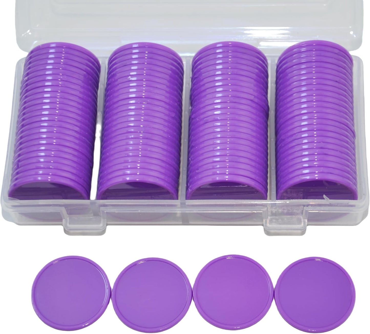 Smartdealspro Set of 100 1 Inch Opaque Plastic Learning Counters Mini Poker Chips Game Tokens with Storage Box (Pink)