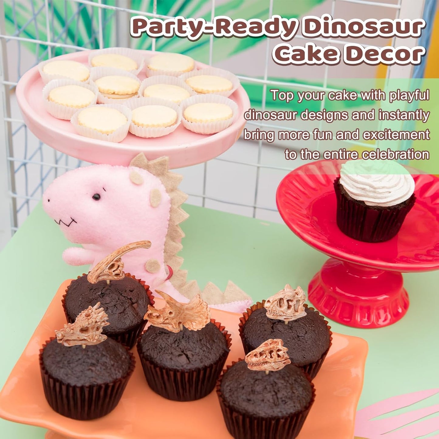 24-Piece Dinosaur Bone for Sandbox, Realistic Dinosaur Figure Plastic Dino Skulls Bulk for Sand Box Easter Dino Themed Birthday Party Digging Sensory Bin Cake Decoration Classroom Prize, Brown