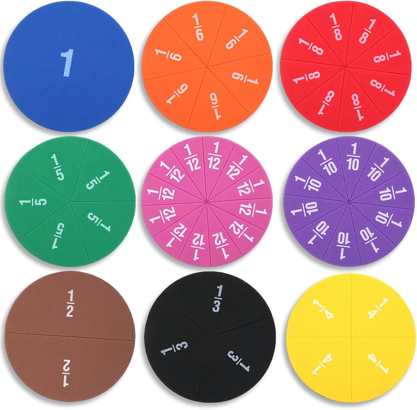 51 Pcs Magnetic Fraction Tiles Circles Bars, Early Childhood Education Math Manipulatives Rainbow Fraction Manipulatives for Elementary Educational Tool Math Learning Home 3rd 4th 5th