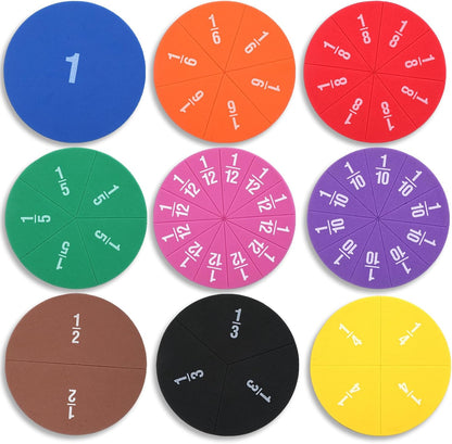 51 Pcs Magnetic Fraction Tiles Circles Bars, Early Childhood Education Math Manipulatives Rainbow Fraction Manipulatives for Elementary Educational Tool Math Learning Home 3rd 4th 5th