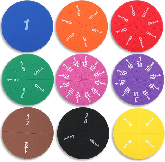 51 Pcs Magnetic Fraction Tiles Circles Bars, Early Childhood Education Math Manipulatives Rainbow Fraction Manipulatives for Elementary Educational Tool Math Learning Home 3rd 4th 5th