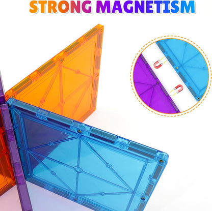 STEM Magnetic Tiles 70PCS Educational Toys for Kids Ages 3-8, Montessori Sensory Magnet Blocks for Toddlers, Classroom & Home Construction Kit