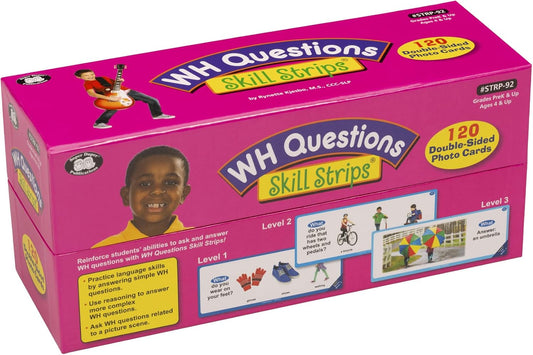 Super Duper Publications | WH Questions Skill Strips® Photo Cards | Educational Learning Resource for Children | Practice Expressive and Receptive Language Skills