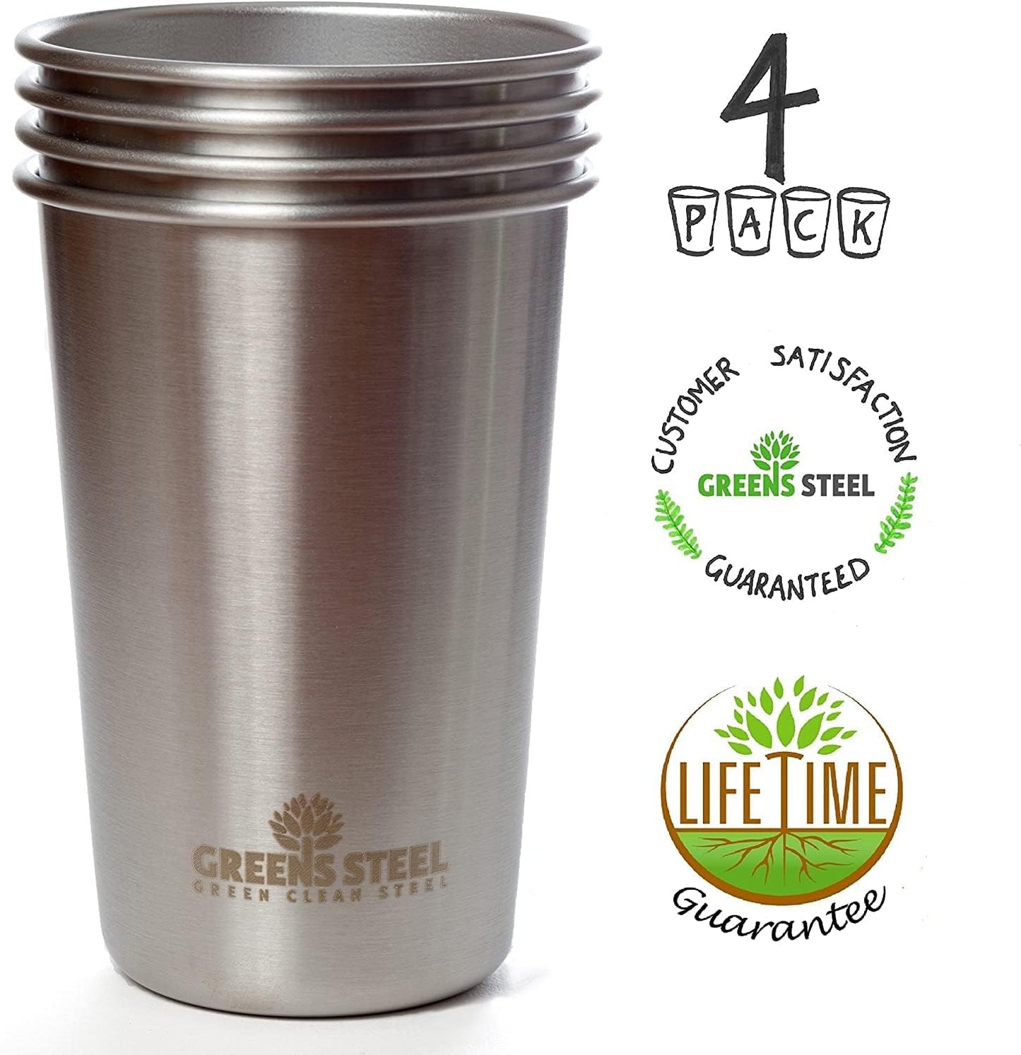 10oz Kids Cups – Stainless Steel Cups for Home, Party, Camping & Outdoor Activities – BPA Free, Unbreakable, Premium Stackable Metal Drinking Glasses for Children (4-Pack)