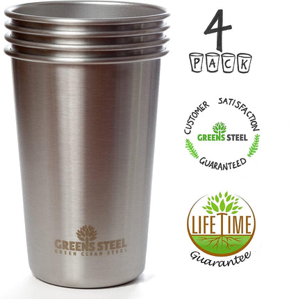 10oz Kids Cups – Stainless Steel Cups for Home, Party, Camping & Outdoor Activities – BPA Free, Unbreakable, Premium Stackable Metal Drinking Glasses for Children (4-Pack)
