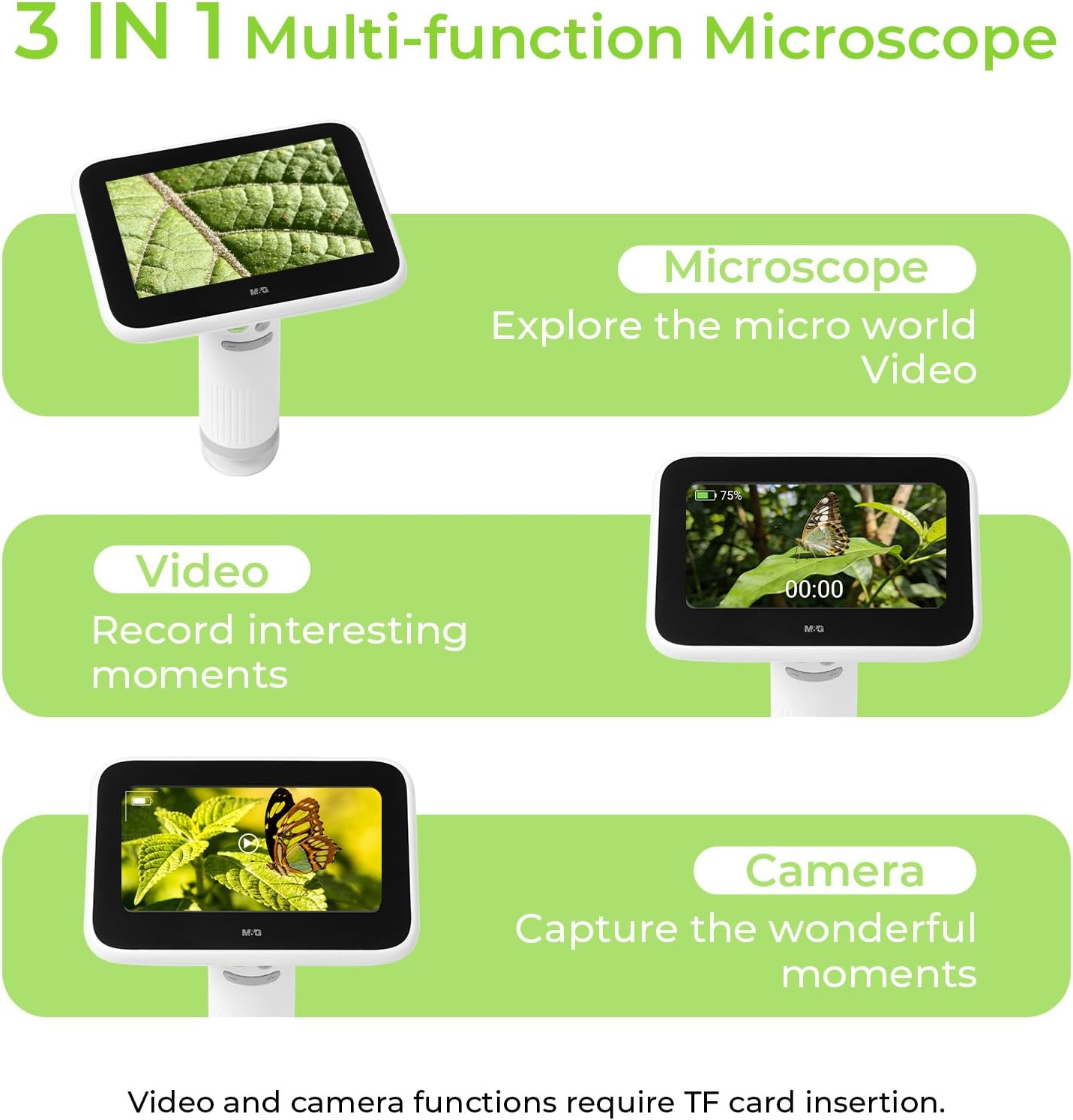 1000X Handheld Digital Microscope for Kids, 4.3" Large LCD Screen Rechargeable Portable Microscope, Take Photos & Videos, Outdoor Exploration Gift for Boys & Girls, Works with Windows & Mac