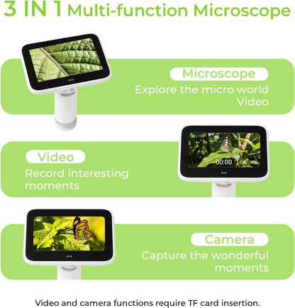 1000X Handheld Digital Microscope for Kids, 4.3" Large LCD Screen Rechargeable Portable Microscope, Take Photos & Videos, Outdoor Exploration Gift for Boys & Girls, Works with Windows & Mac
