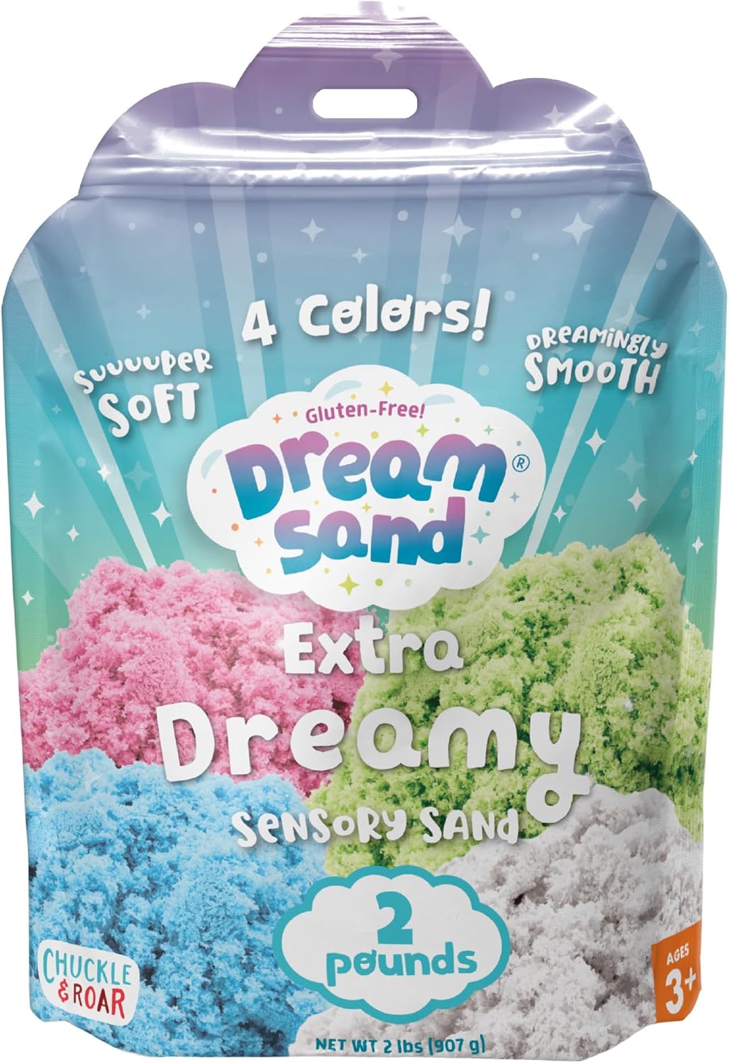 Chuckle & Roar Sensory Dream Sand Bulk 2lb Container – Gluten-Free, Never-Drying Super Soft Sensory Sand, Mess-Free Creative Play for Kids Ages 3+