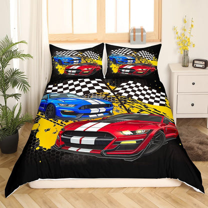 Drum Kit Duvet Cover,Kids Musical Instruments Bedding Set,Rock Music Comforter Cover for Boys Girls Room Decor,Neon Lighting Lightweight Bedspread Cover Twin Size with 1 Pillow Case(No Comforter)