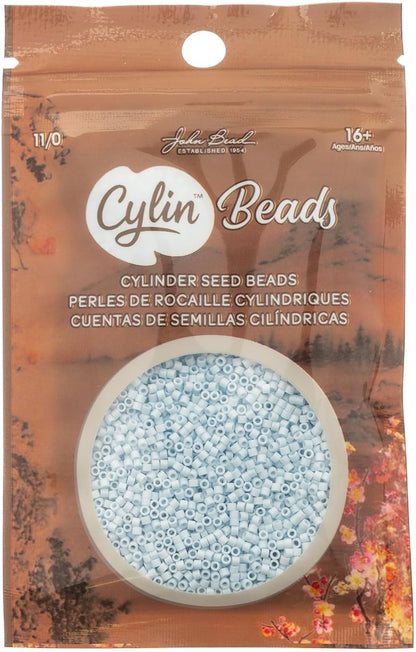 John Bead 25g Cylin Beads Opaque Turquoise Green 11/0 Glass Cylindrical Seed Beads for Jewelry Bracelets Necklaces Earrings Making Embroidery
