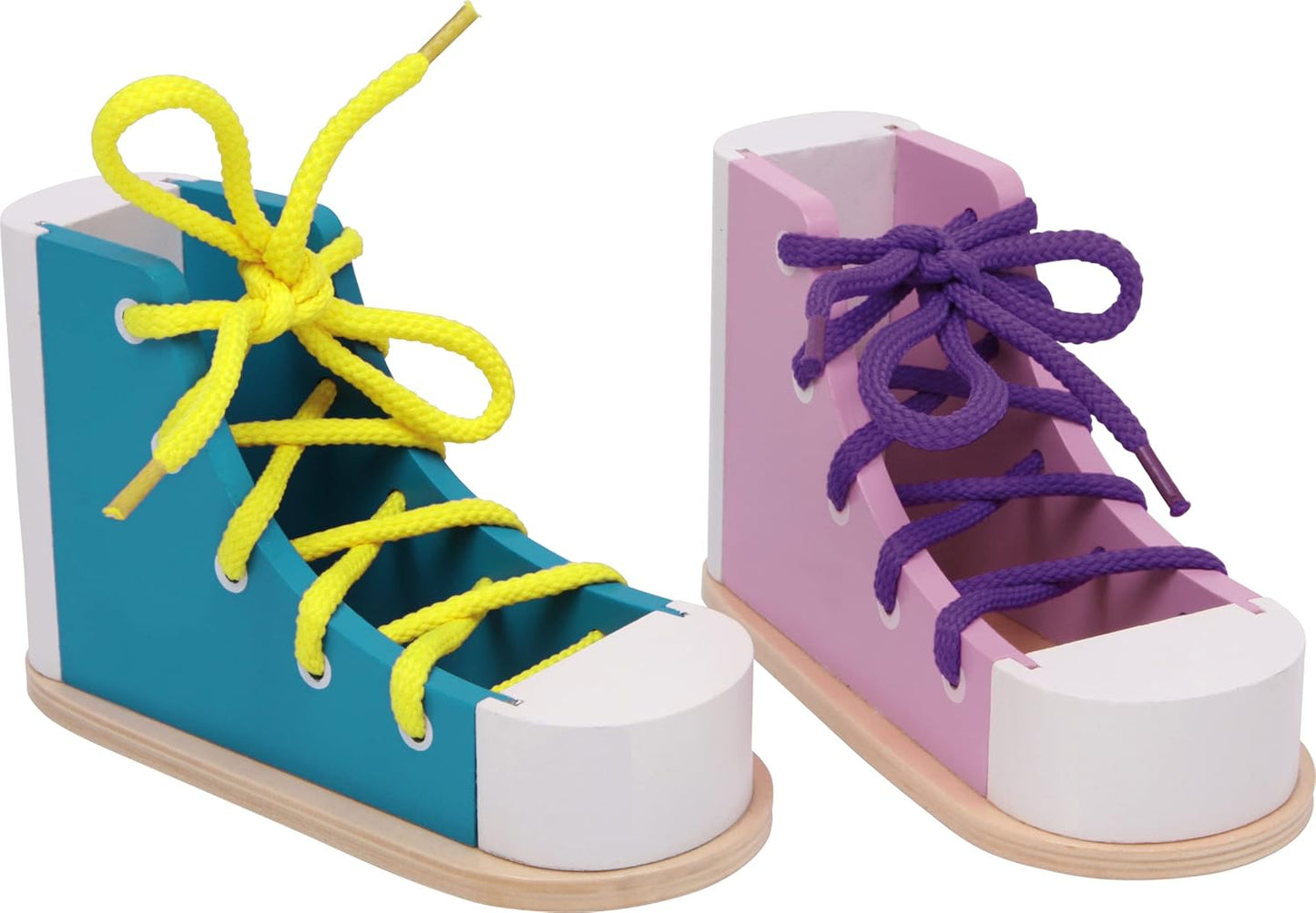 Small Foot Wooden Toys Colorful Threading Shoes Eductional Set of 2 Shoes