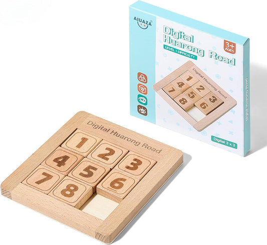 AIUAZA Wooden Number Sliding Puzzle，Brain Teasers Toy Tangram Slide Puzzle Game，Sequential Puzzles Board Game，Educational Toys for Kids and Adults（Number 1-24）