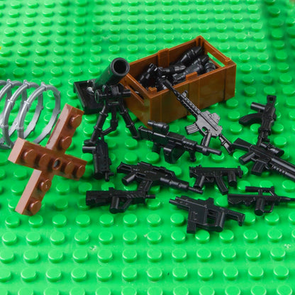Weapons Pack Military Toy Set Building Blocks Model for Soldier Figures, Army Equipment Gear Kit Pieces and Parts Accessories Compatible with Major Brand