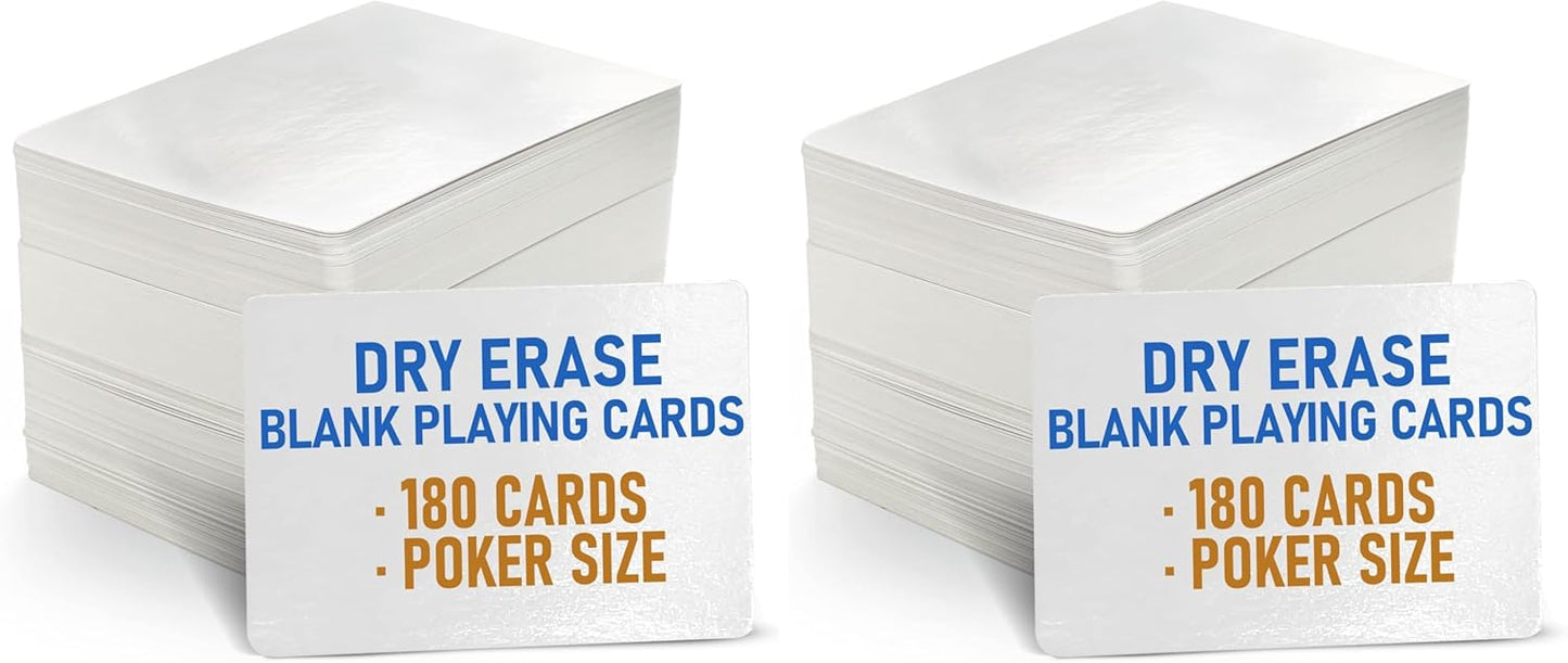 LotFancy Blank Playing Cards, 180PCS, Dry Erase, Reusable Flash Cards to Write on, DIY Vocabulary Study Learning Game Message Gift Card, Glossy Finish, Poker Size