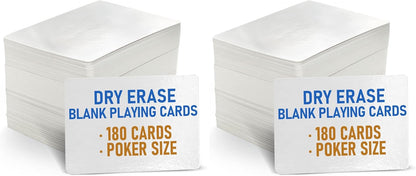 LotFancy Blank Playing Cards, 180PCS, Dry Erase, Reusable Flash Cards to Write on, DIY Vocabulary Study Learning Game Message Gift Card, Glossy Finish, Poker Size
