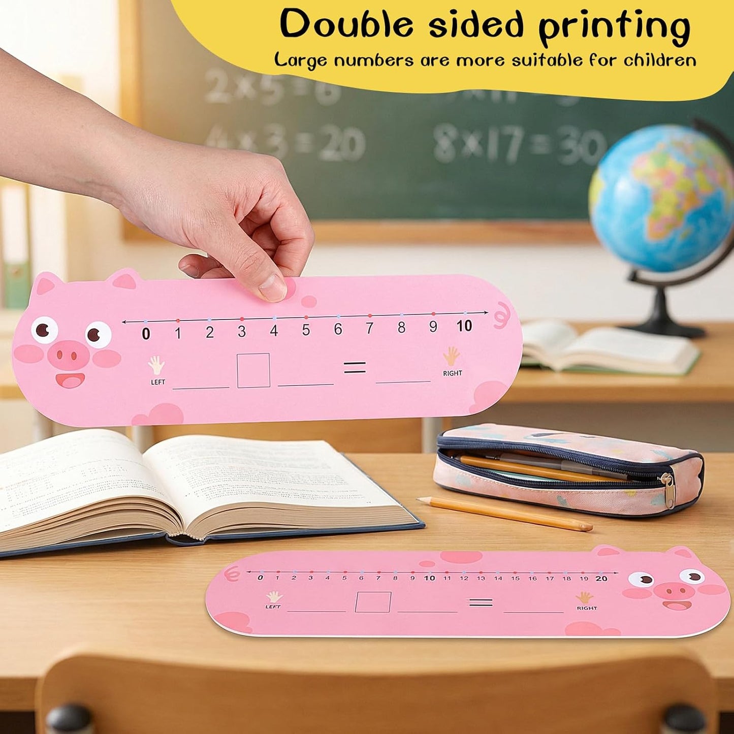 30Pcs Pencil Number Lines, Double Sided Number Lines for Students, 12x4Inch Erasable Number Line for Classroom Wall Home Teaching Supplies Must Haves