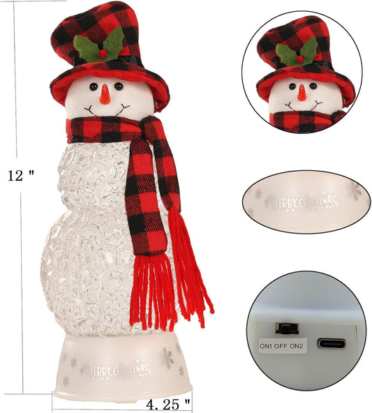 120mm Christmas Snow Globe Lamp - Snowman Globle Musical Holiday Decoration Xmas Tree & Snowman with Timer, USB Power, Festive Room Light, Best Gift for Christmas,New Year