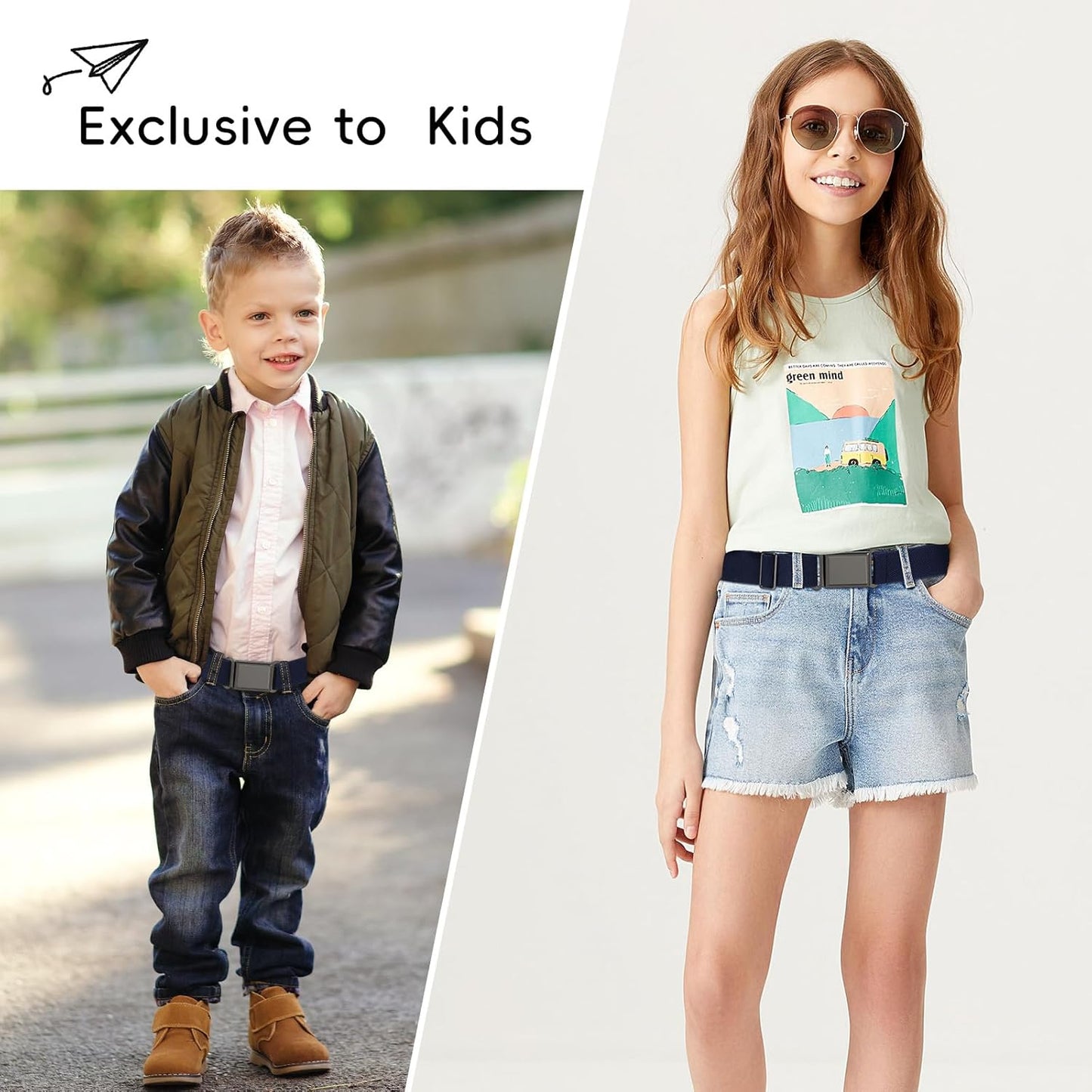 AWAYTR 3 PCS Kids Adjustable Magnetic Belts - Easy to Use Magnetic Buckle Belt for Boys and Girls