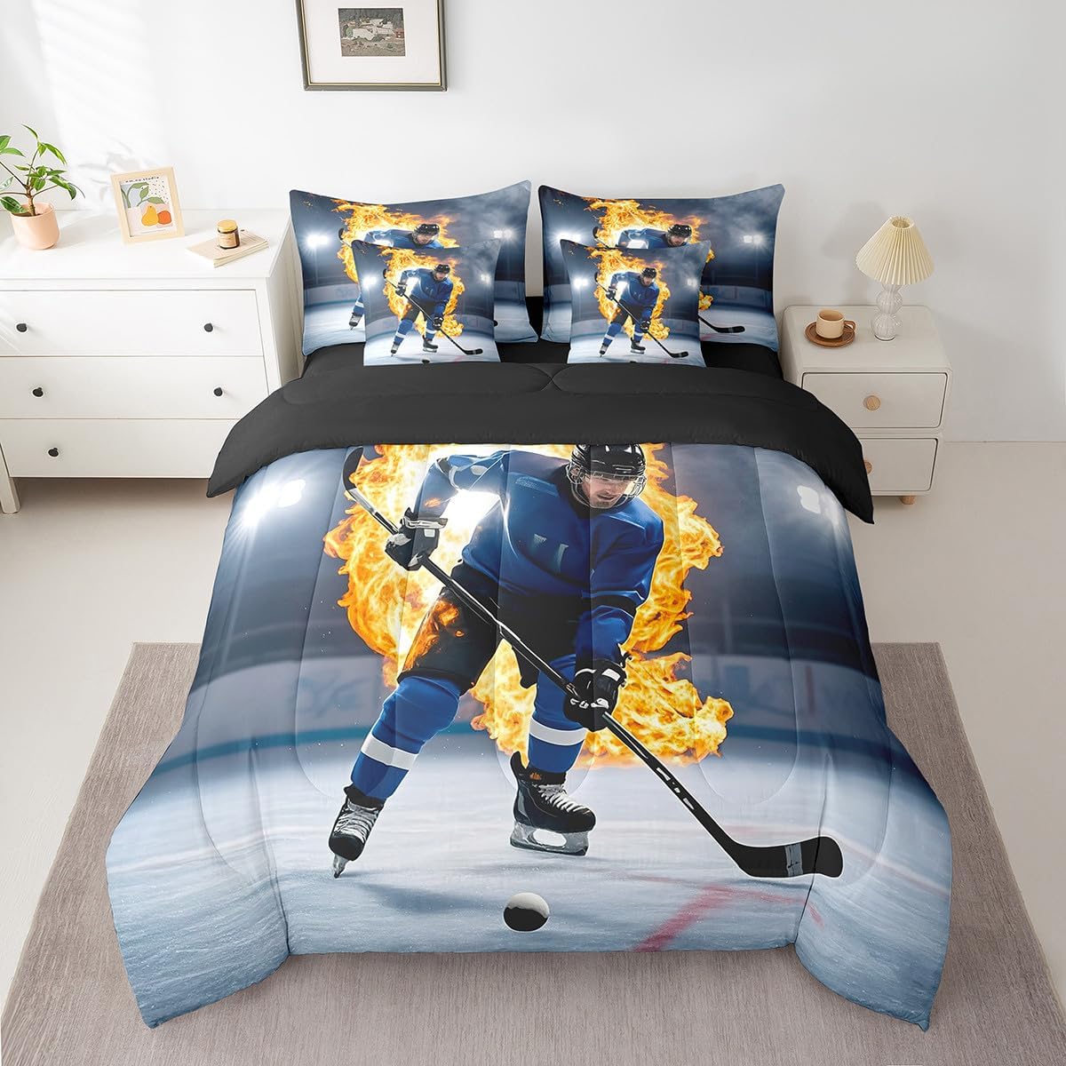Erosebridal Chemistry Comforter Set with Sheets Full Size Periodic Table of Elements Bed in A Bag 7 Piece Science Chemistry Lovers Bedding Set for Kids Boys Children Bedroom Modern Black Bed Sets