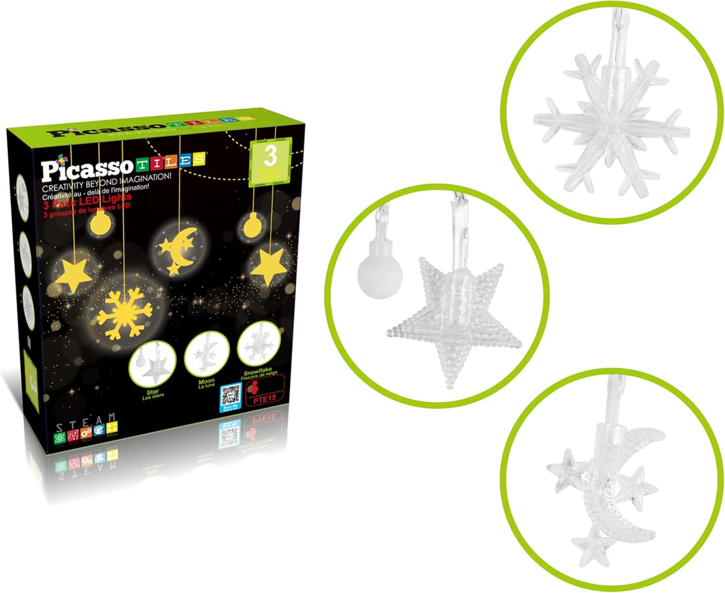 PicassoTiles Kids Toy Building Block Set Glow in The Dark Children Construction Kit Magnet Tiles Magnetic STEM Interlocking Playboard Educational Learning Stacking Blocks Child Brain Development PT60