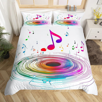 Drum Kit Comforter Cover Abstract Musical Instruments Bedding Set for Kids Boys Teens,Pop Music Duvet Cover Modern Rock Quilt Cover, Teal Laser Light Bedroom Decor Twin Size Blue Green Black