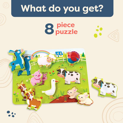 B. toys – Peek & Explore – School BusChunky Puzzle for Toddlers,Educational & Developmental Toys for Kids – 2+ Years