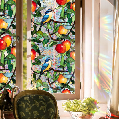 Flower Stained Glass Window Film Decorative Static Cling Stickers Sun Blocking Privacy Decals for Home Car White Lily