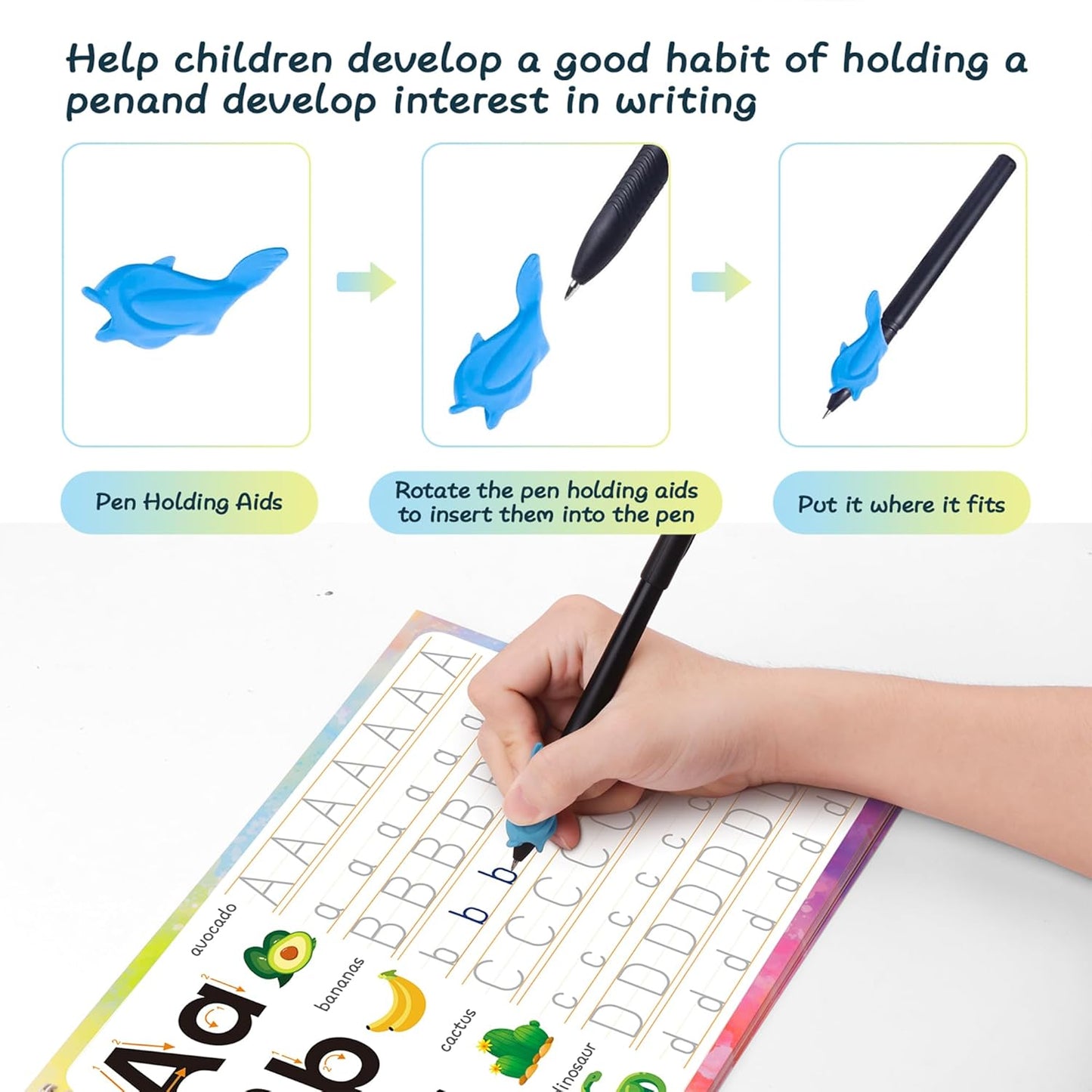 Magic Practice Copybook, Reusable Writing Practice Book, for Preschool Kids Age 3-8 Calligraphy (4 Books with Pens)