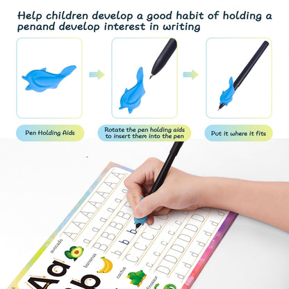 Magic Practice Copybook, Reusable Writing Practice Book, for Preschool Kids Age 3-8 Calligraphy (4 Books with Pens)