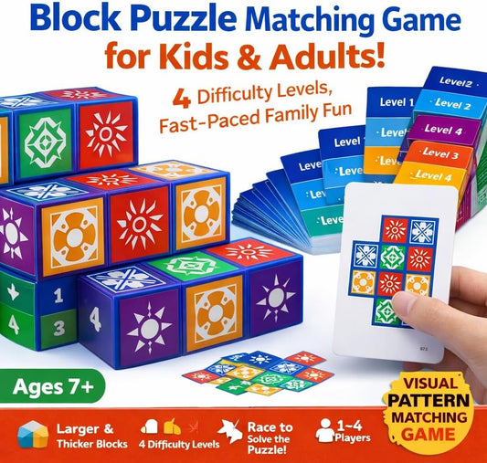 Puzzle Matching Games, Block Puzzle Games, Visual Recognition Matching Board Game, Family Night Board Game to Develop Kids Problem Solving Skills (Style A)