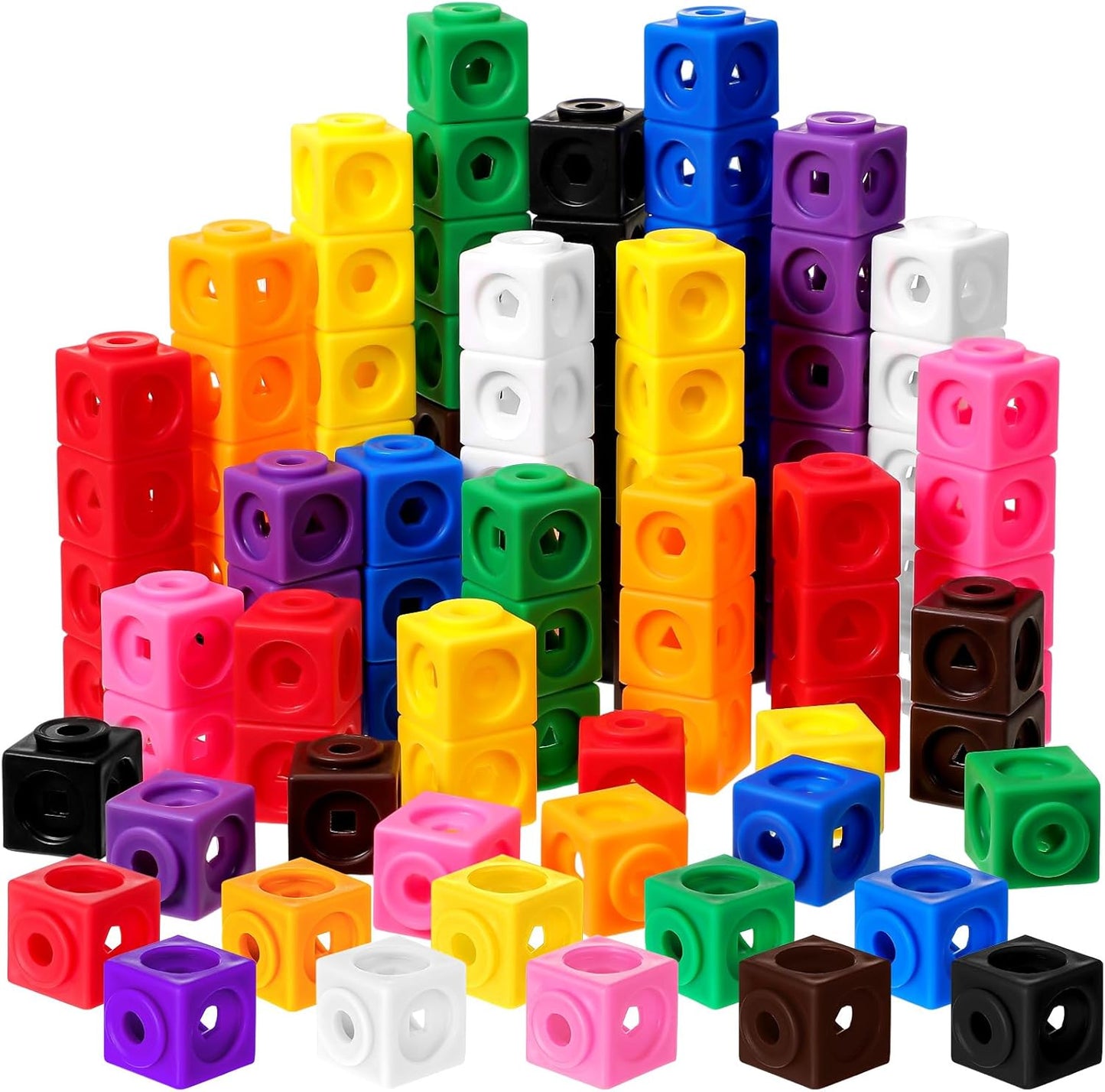 Jenaai 100 Pcs Linking Cubes Plastic Math Cubes Manipulative Counting Blocks STEM Snap Blocks Connecting and Counting for Early Math and Construction, Homeschool Preschool Supplies(Stylish)