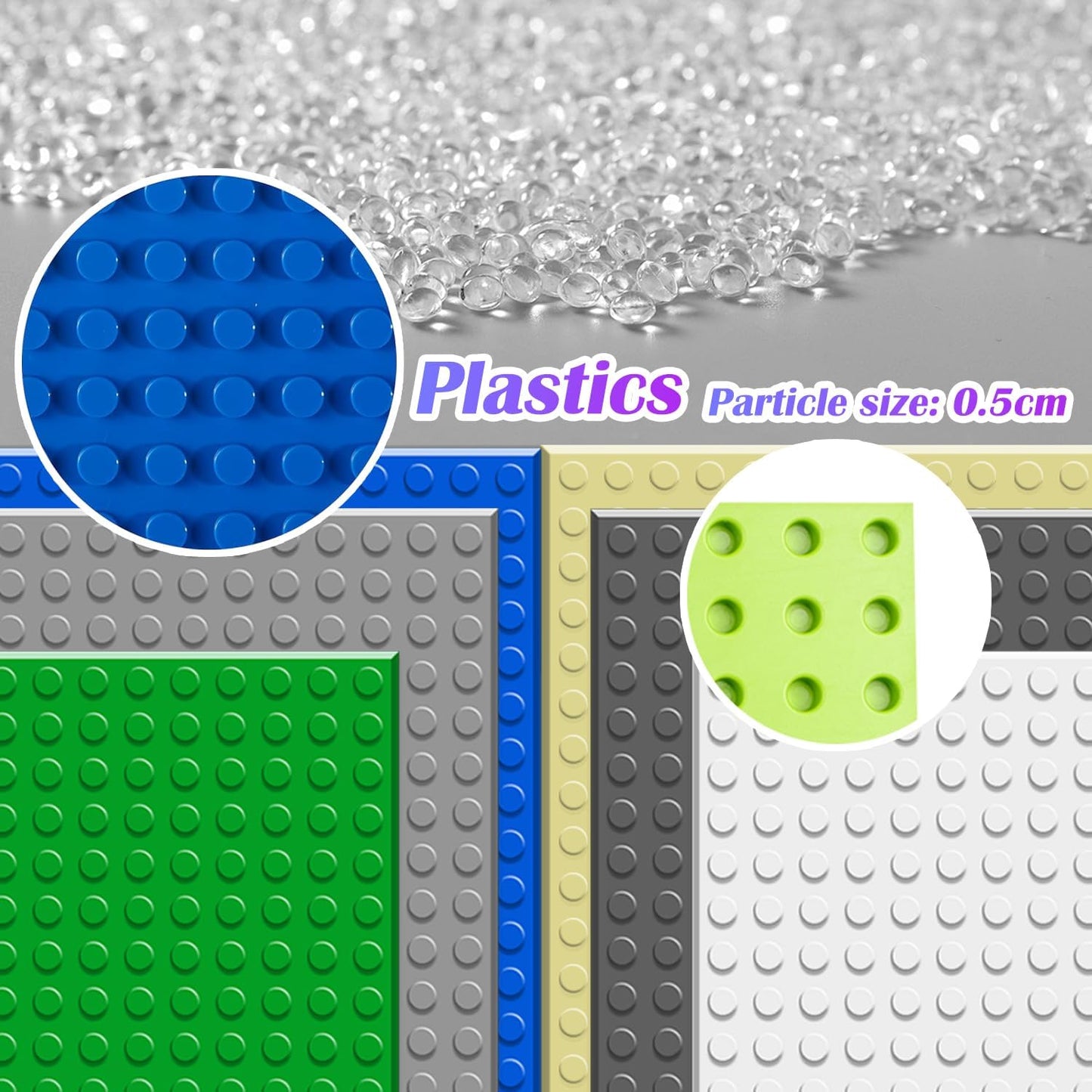TORMEN 10x5 inch Classic Baseplates, Building Bricks Plates Compatible for Major Brands, & STEM Activities, Inspiring Creativity & Learning(Green*4